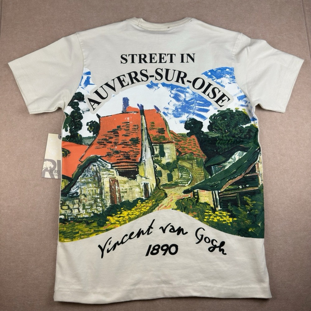 Rebel Vengeance Shirt Mens S White Van Gogh 1890 Art‎ Graphic Tee Painter Scene